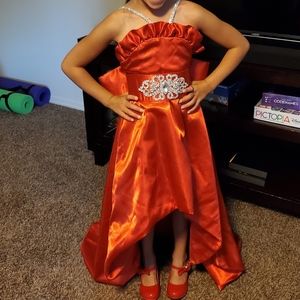 Red Satin hi-low fun fashion